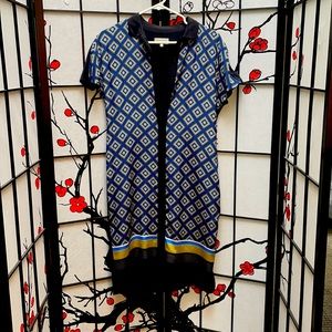 Women’s Blue + Gold Hobbs Dress Button up size 4